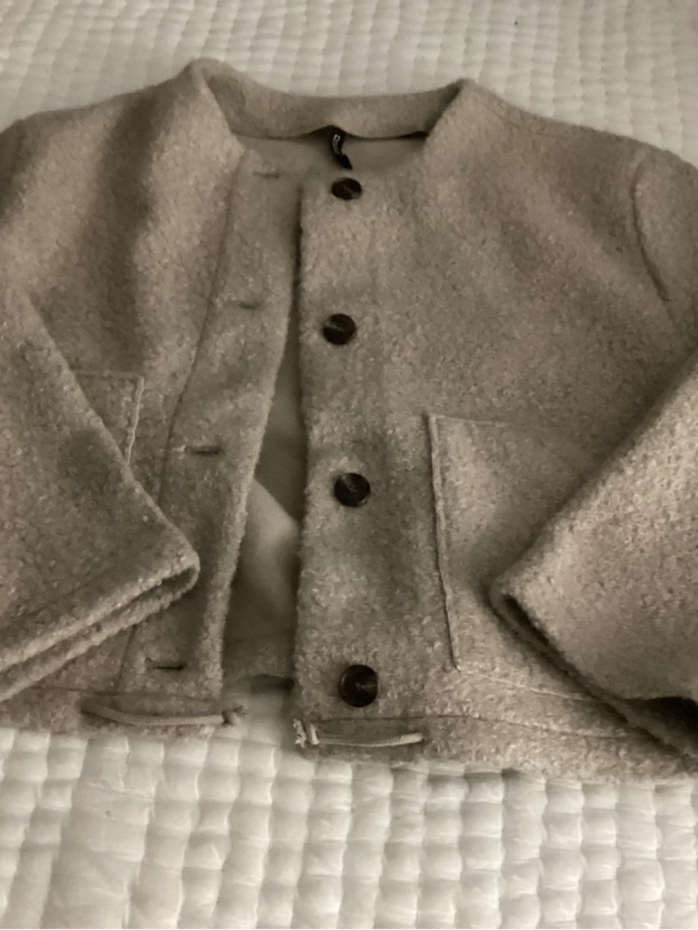 H&M Cream Bouclé Bomber Jacket